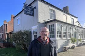 Pub Owner David Wood, outside the Butcher's Arms in North Kelsey, Lincolnshire