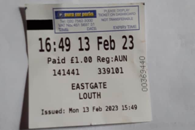 Rachel's parking ticket, which she sent to Euro Car Parks as proof of payment.