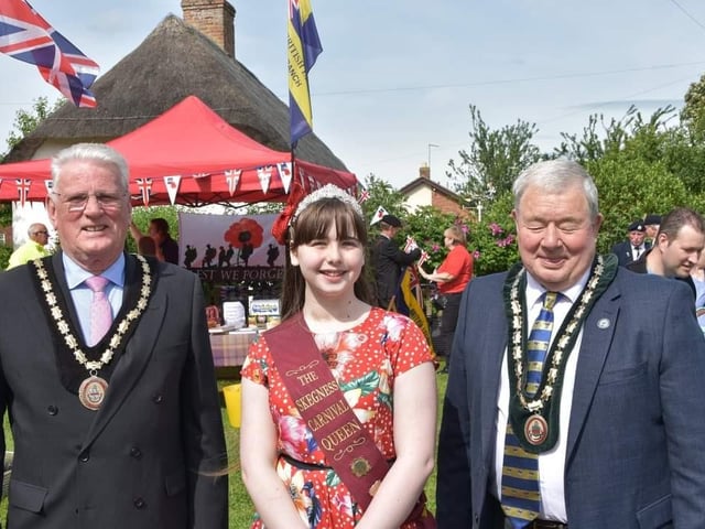 Mayor of Skegness Coun Tony Tye, Carnival Queen Summer Crane and Deputy Mayor Coun Pete Barry.