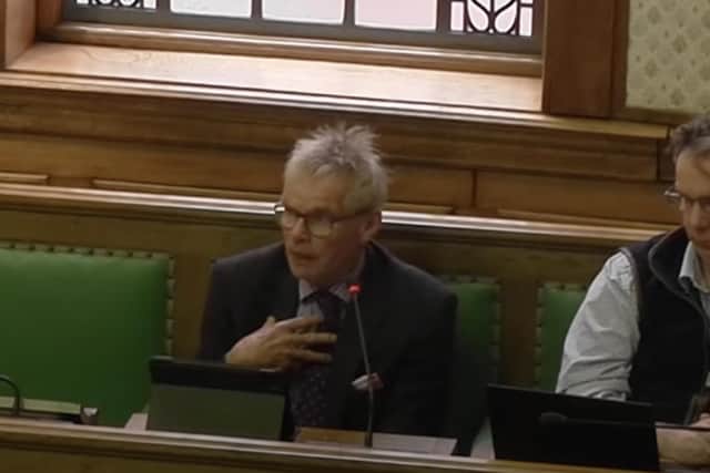 Coun Martin Hill speaks.