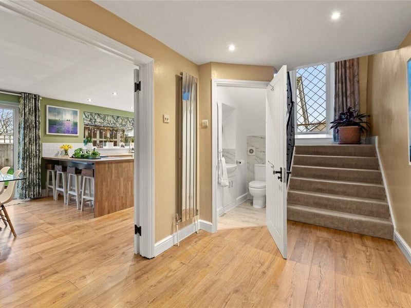 The entrance hall with WC off.