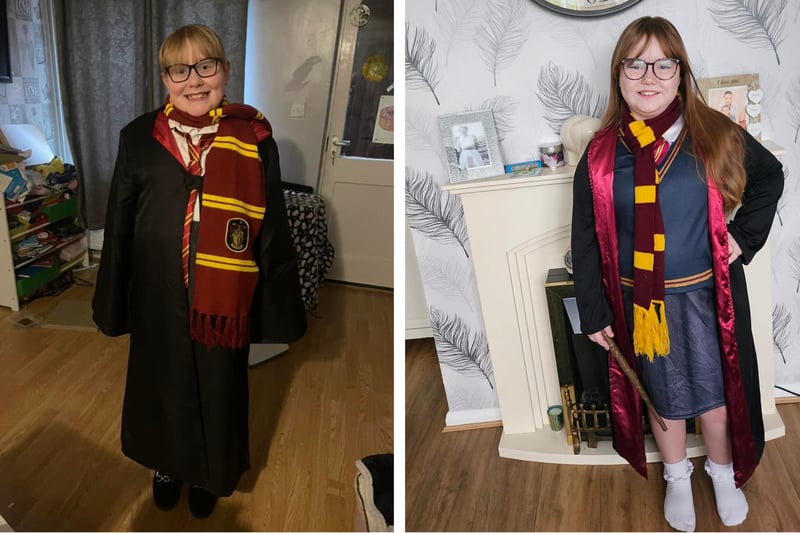Scarlett Birks (left), nine; and Melody Oselton, 10, also having received their letters to Hogwarts.