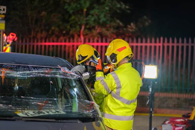 Hydraulic cutting equipment - like the ones stolen - being used in a traffic collision training exercise. Photo: LCC
