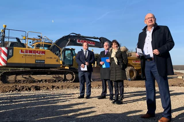 From left: Freddie Chambers Lindum Group MD, Cllr William Gray, Victoria Atkins MP and Chris Baron at the event.