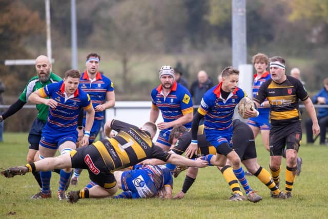 Leamington scrum-half, Patrick Northover, on the attack.