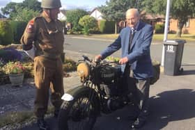 Military memories for Woodhall Spa war hero Harry Archer (right), whose duties for the Army included riding messenger bikes.