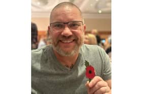 Sleaford veteran and Invictus games medallist David Argyle with the new plastic-free poppy.