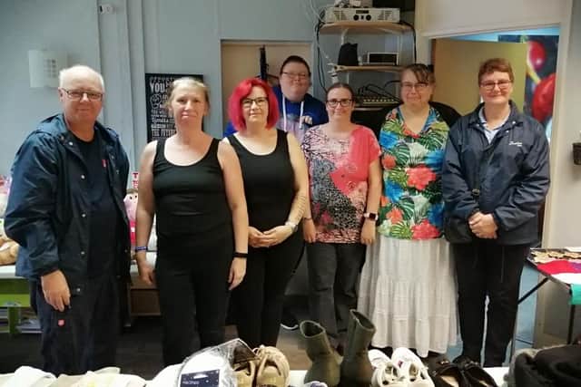 Captains Kevin and Wendy Brown from the Gainsborough Salvation Army (left and right), Emma Plumtree, Emma Walker, Chloe Webb, Angie Lingard and Sarah Webb