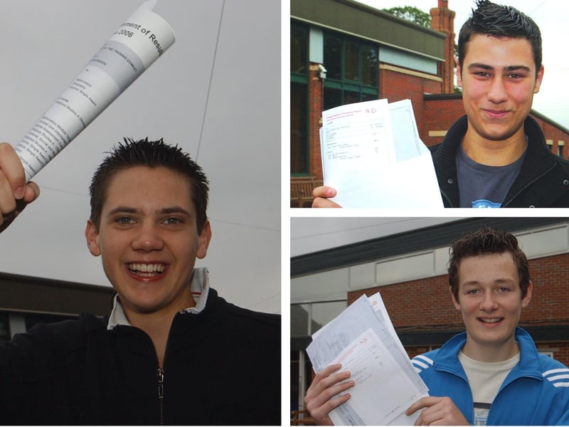 Three more pupils photographed at Donington's Thomas Cowley High School on GCSE results day 2006.