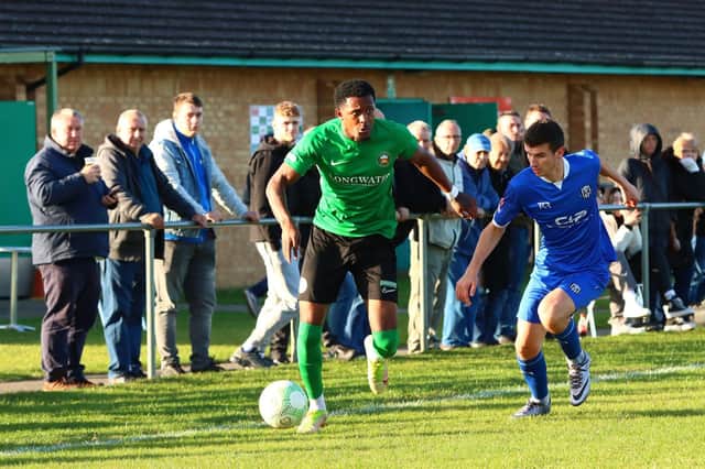 Akeel Francis in action during Sleaford's encounter with Brigg on Saturday. Photo: Steve W Davies Photography.