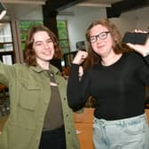 From left - Ciara O'Beirne 16, and Amy Moat 16, at Kesteven and Sleaford High School after getting their GCSE results.