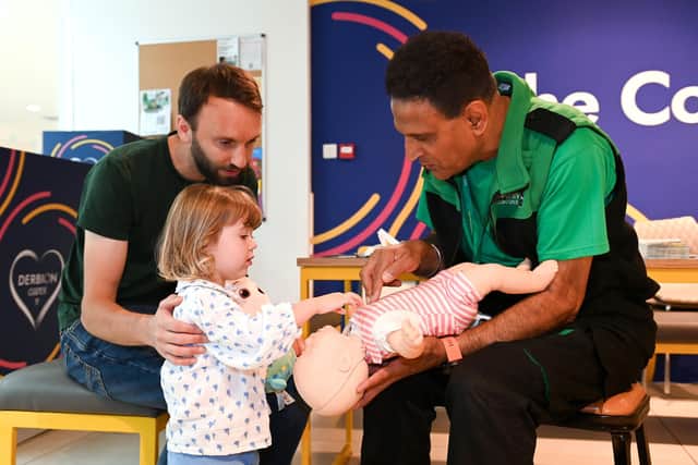 St John Ambulance choking demo with toddler