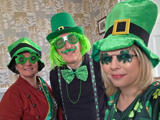 Manager Hayley Peace with maintenance Mark Haslam and care coordinator Cheryl Curtis showing that management like to have fun too whilst working behind the scenes.