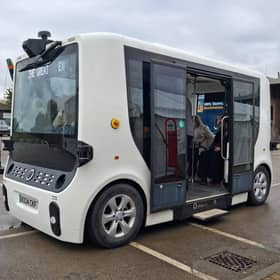 A driverless bus from company Omhio at the Lincolnshire Exhibition. Credit: LDRS