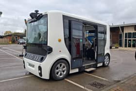 A driverless bus from company Omhio at the Lincolnshire Exhibition. Credit: LDRS