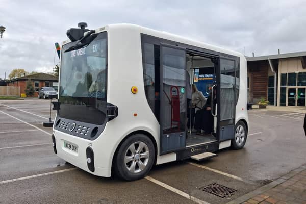 A driverless bus from company Omhio at the Lincolnshire Exhibition. Credit: LDRS