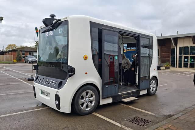 A driverless bus from company Omhio at the Lincolnshire Exhibition. Credit: LDRS