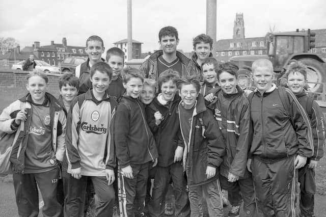 Youngsters from Boston Grammar School taking part in a sponsored walk from Kirton Marsh back to the Rowley Road site. Funds from the event - which also involved teachers, governors and parents - went towards school refurbishments. One lucky participant won a mountain bike.