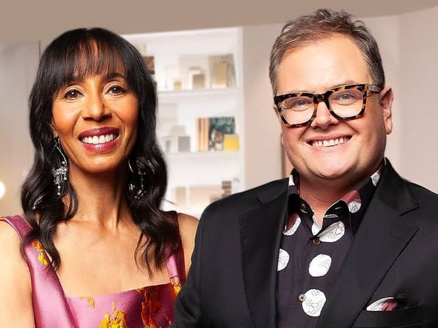 Host Alan Carr and series judge Michelle Ogundehin follow the journey of ten talented interior designers competing for one life-changing contract with their dazzling designs