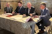Lincolnshire council leaders signing the devolution proposal.