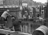 Work on Bargate Bridge, in Boston, in June 1972.