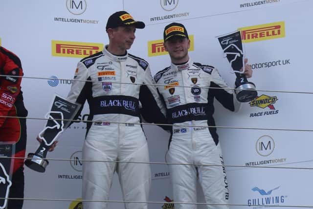 Shaun Balfe on the podium at Silverstone.