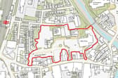 The area of the town centre marked out in red, includes the vacant JobCentre and former B&M store.