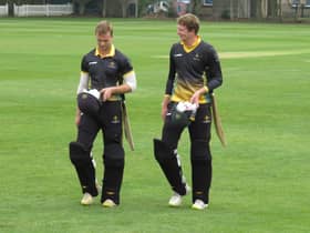 Ben Wright and Jordan Cook leaving the field at the end of Lincolnshire's first innings in the second game against Cambridgeshire at Woodhall Spa CC on Sunday.