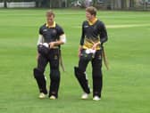 Ben Wright and Jordan Cook leaving the field at the end of Lincolnshire's first innings in the second game against Cambridgeshire at Woodhall Spa CC on Sunday.