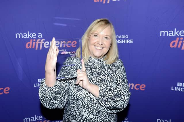 Sharon Gaffney with her BBC Make a Difference Carer Award.