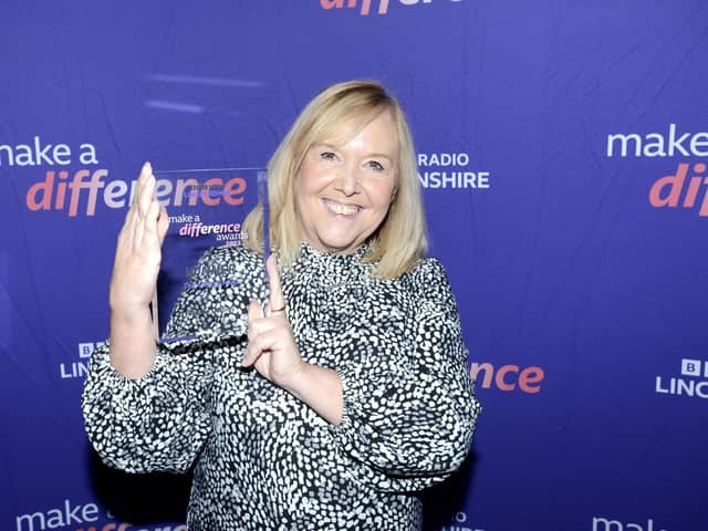 Sharon Gaffney with her BBC Make a Difference Carer Award.