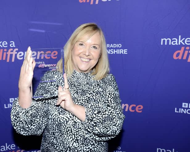 Sharon Gaffney with her BBC Make a Difference Carer Award.