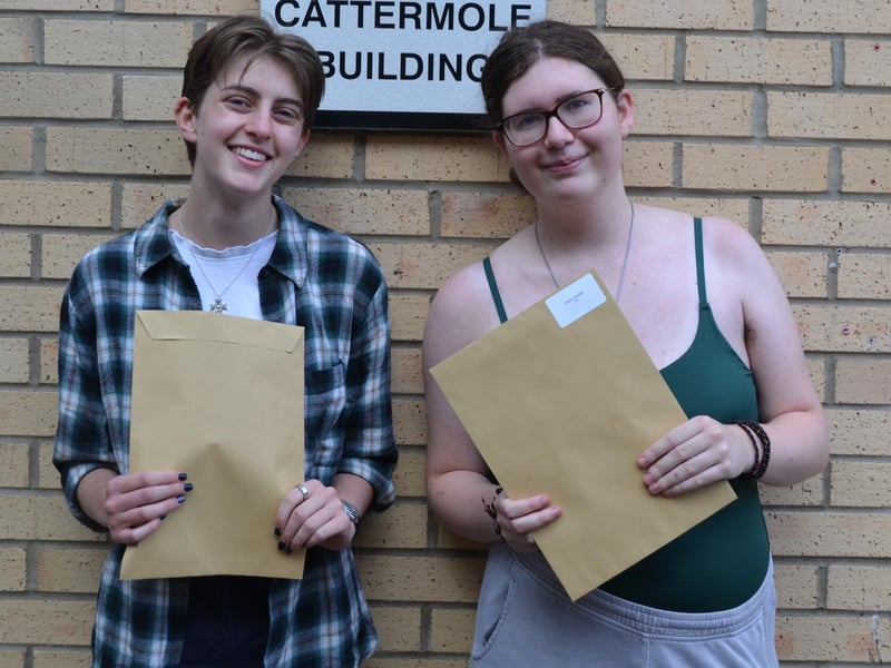 Gale Harrison and Sophie Stankley collect their results at Kesteven and Sleaford High School. Photo: Lucy Hubbert