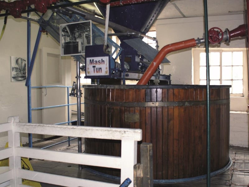 The mash tun in the older part of the brewery, manufactured by Geo. Adlam & Co. of Bristolin 1901,