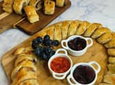 The sausage wreath makes a stunning centrepiece on a buffet table