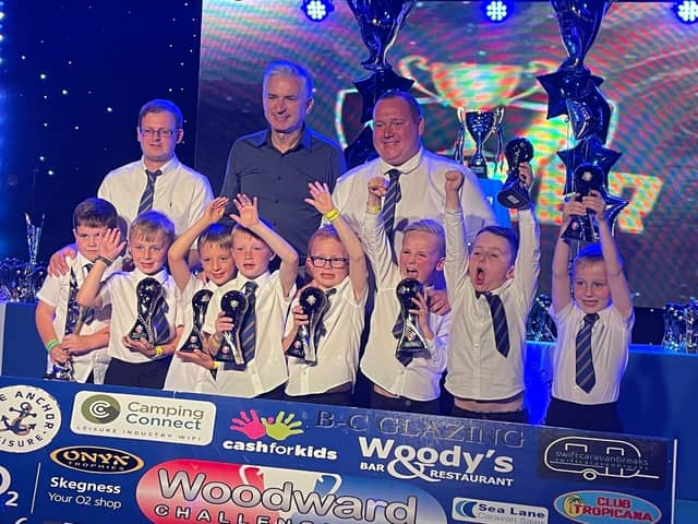 Swifts Under-7s receiving their awards.