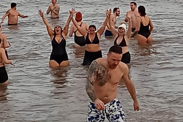 Brave swimmers in the New Year North Sea Plunge.