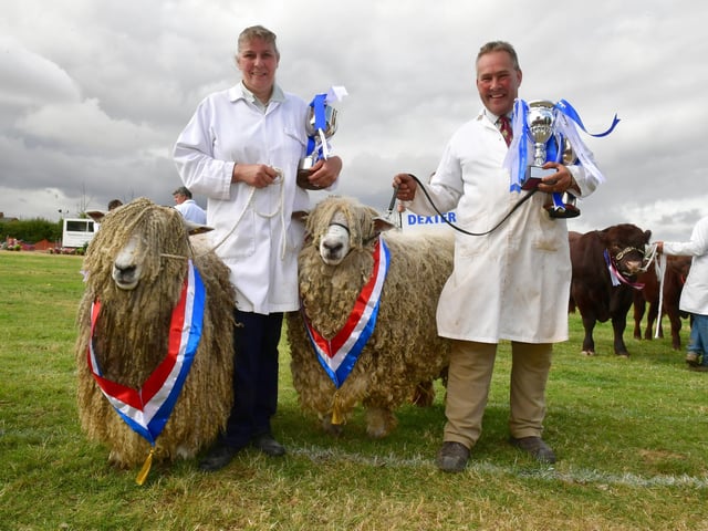 Grand Parade of Livestock and Heavy Horses. Sally Chapman of Barton on Humber and Ian Fairburn of Market Rasen