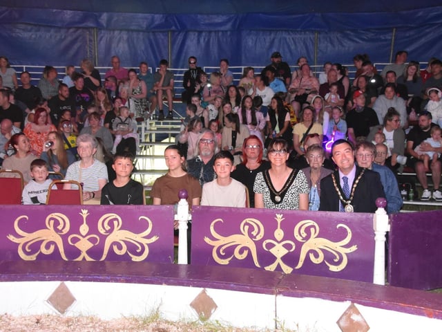 Front row seats in a packed Big Top for the VIPs.
