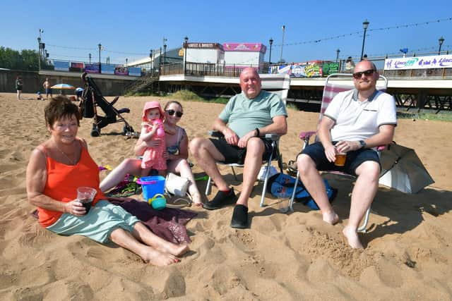 The Parker family from Doncaster enjoying the heatwave in Skegness.