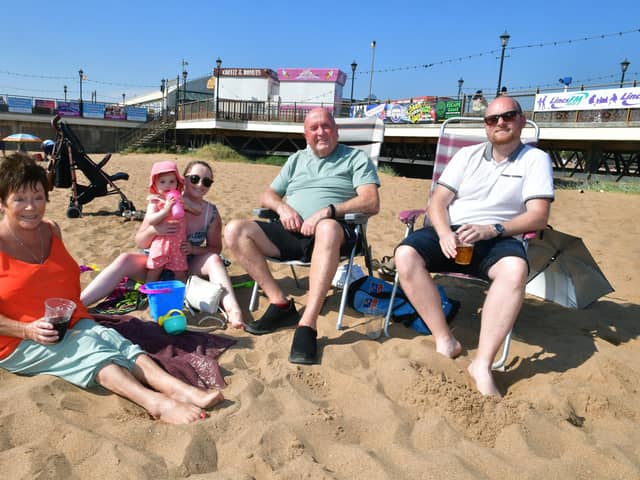 The Parker family from Doncaster enjoying the heatwave in Skegness.