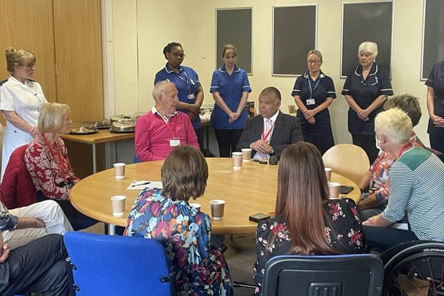 Professor Jonathan Van-Tam meeting patients at Pilgrim hospital