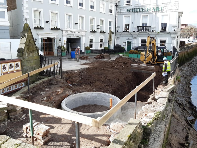 Still in February. The roots of the replacement tree are to be encased to prevent problems returning.