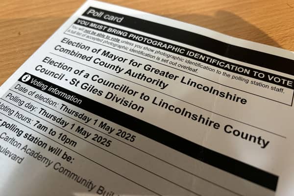 A polling card for the forthcoming mayor election for Greater Lincolnshire. Photo: James Turner