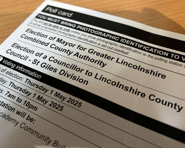 A polling card for the forthcoming mayor election for Greater Lincolnshire. Photo: James Turner