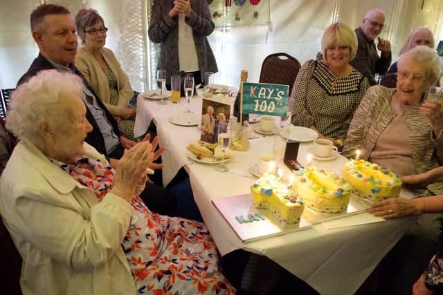 Kay celebrates her 100th birthday with a party among family and friends at the Bacchus Hotel in Sutton on Sea.