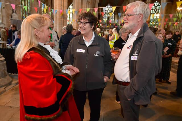 Coun Anne Dorrian with Sue Morrison and Chris Keane of Boston Book Festival.