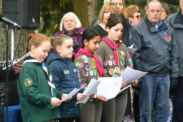 The ceremony at the Woodhall Spa war memorial.