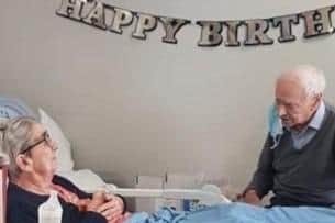 Freda with William on her 90th birthday.