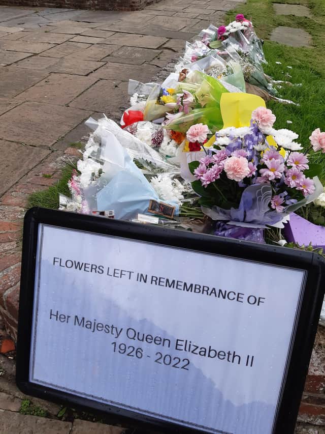 Floral tributes left outside the Stump church.